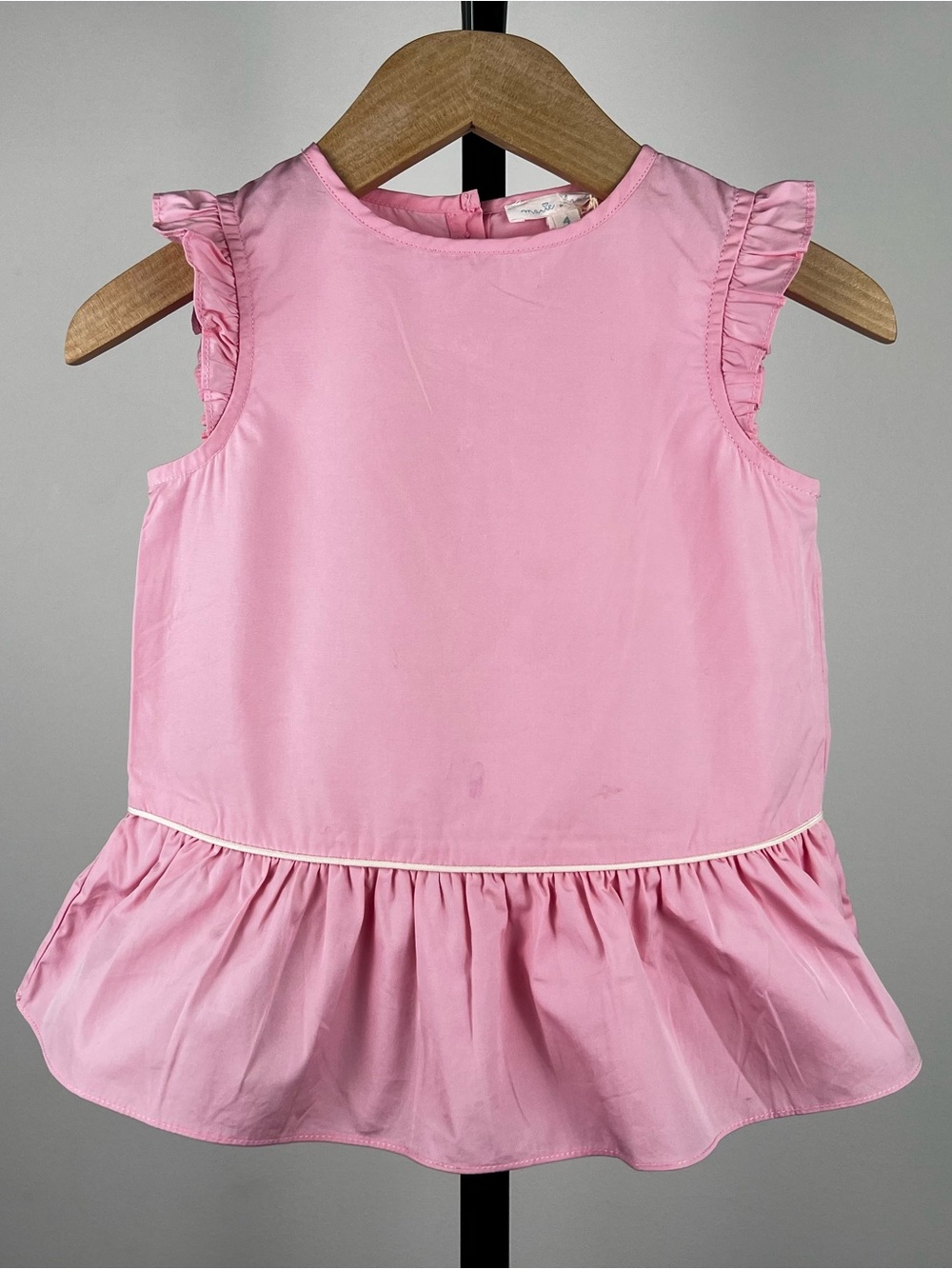 Marie Chantal Girls Ruffle Sleeves Peplum Top/Blouse, Pink, 4Y